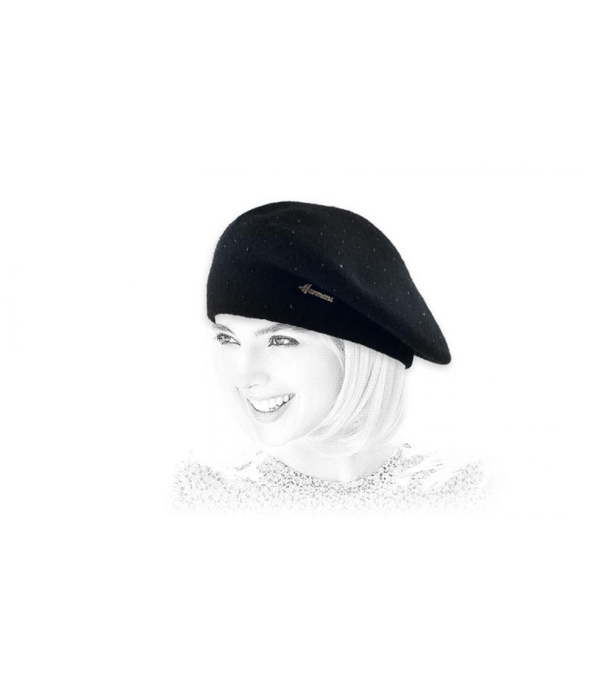 zwarte baret strass Gina black